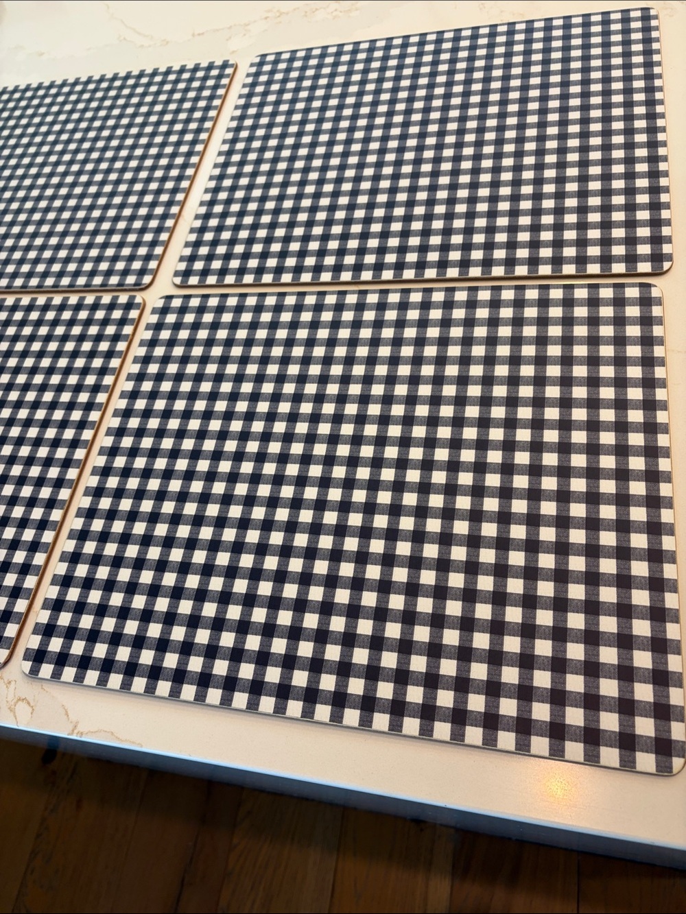 Pottery Barn Classic Navy Gingham Corkboard Placemats for Home Entertaining